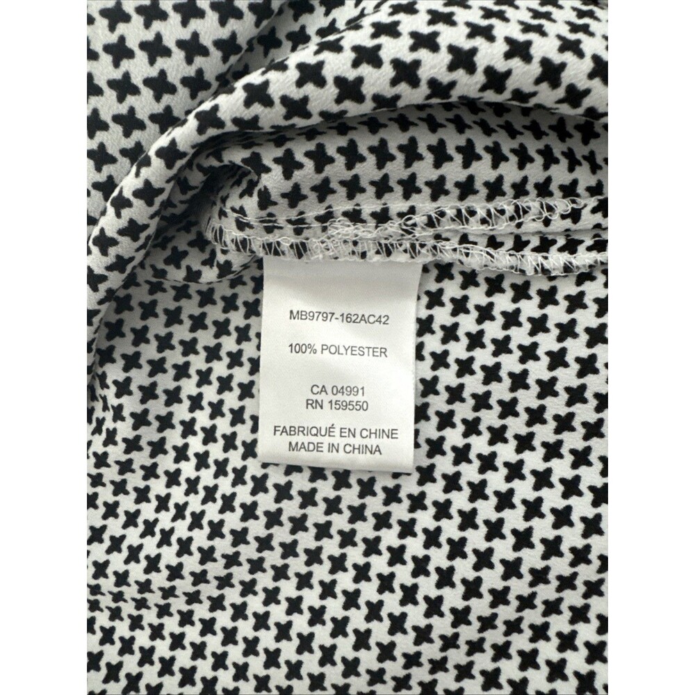 Carolina Belle Montreal Womens Sz S  Houndstooth Pleated Ruffle Chiffon Top - Picture 8 of 15